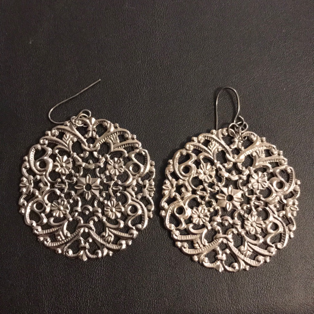 Silver Circular Statement Earrings